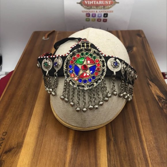 Afghan Matha Patti, Traditional Matha Patti With Multicolor Glass Stone, Tribal main image 5